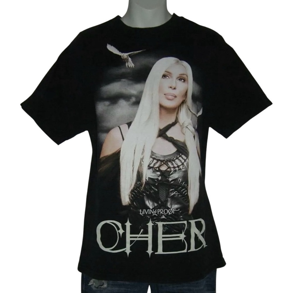 Vintage Cher Tee y2k Living Proof Tour 2003 Black Noughties alt Gothic Goth 00's